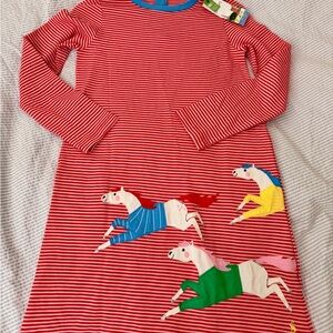 Joules Red and Pink Striped Horse Dress